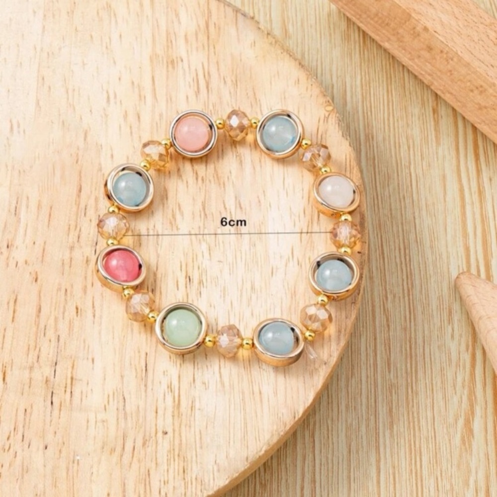 🛍️ Gold Multicolored Crystal Beaded Bracelet - Picture 3 of 4